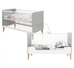 Bedbank Emma 70x140 Wit/grijs