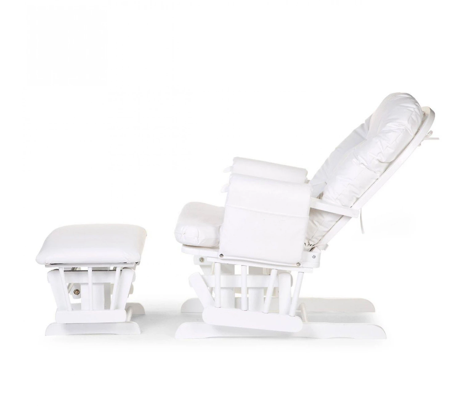 Childhome Gliding Chair Rond Beuk - Wit + Voetenbank 2 Childhome Gliding Chair Rond Beuk - Wit + Voetenbank - Afbeelding 2